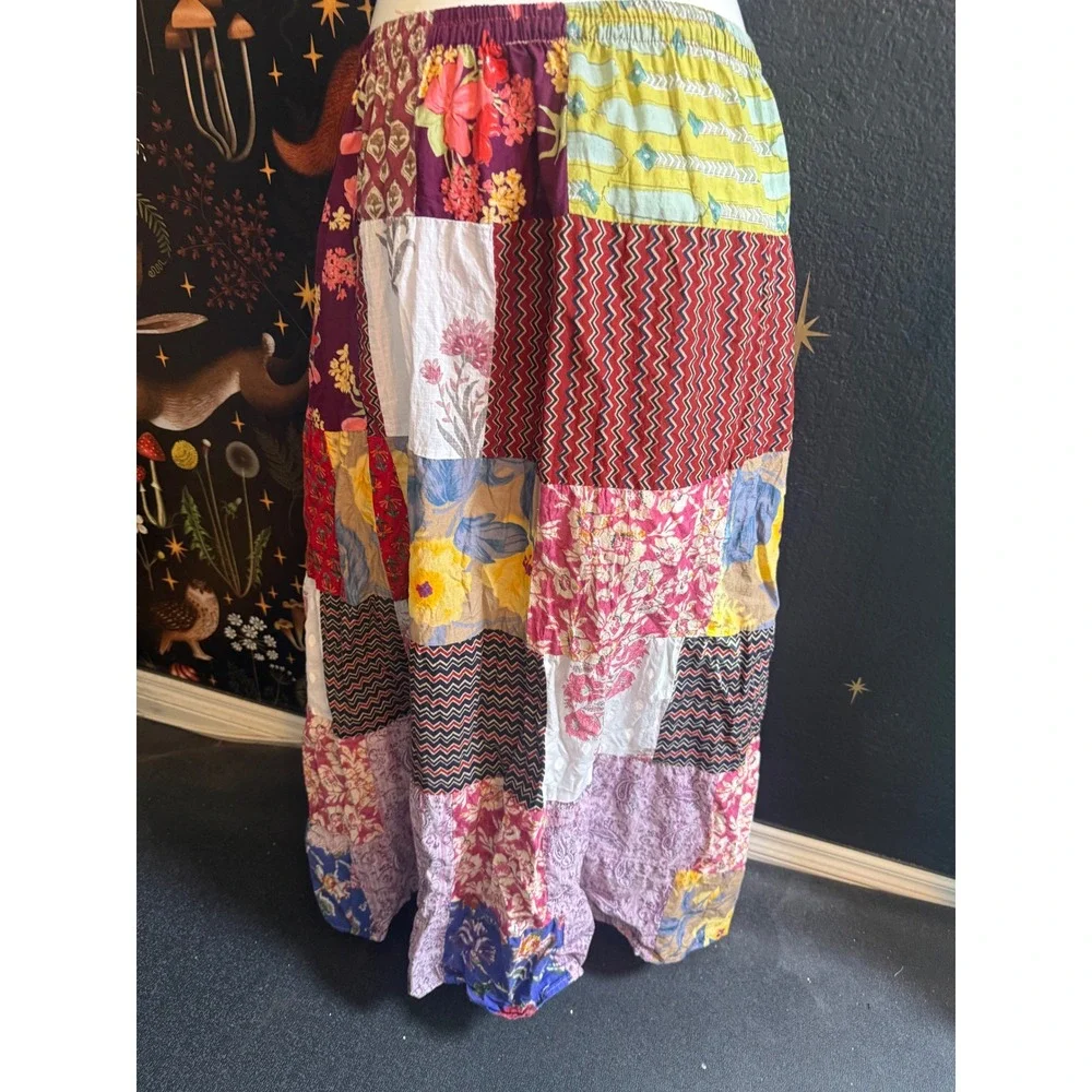 Ashley Taylor Patchwork Maxi Skirt Cotton Boho Floral One Size Multicolor India